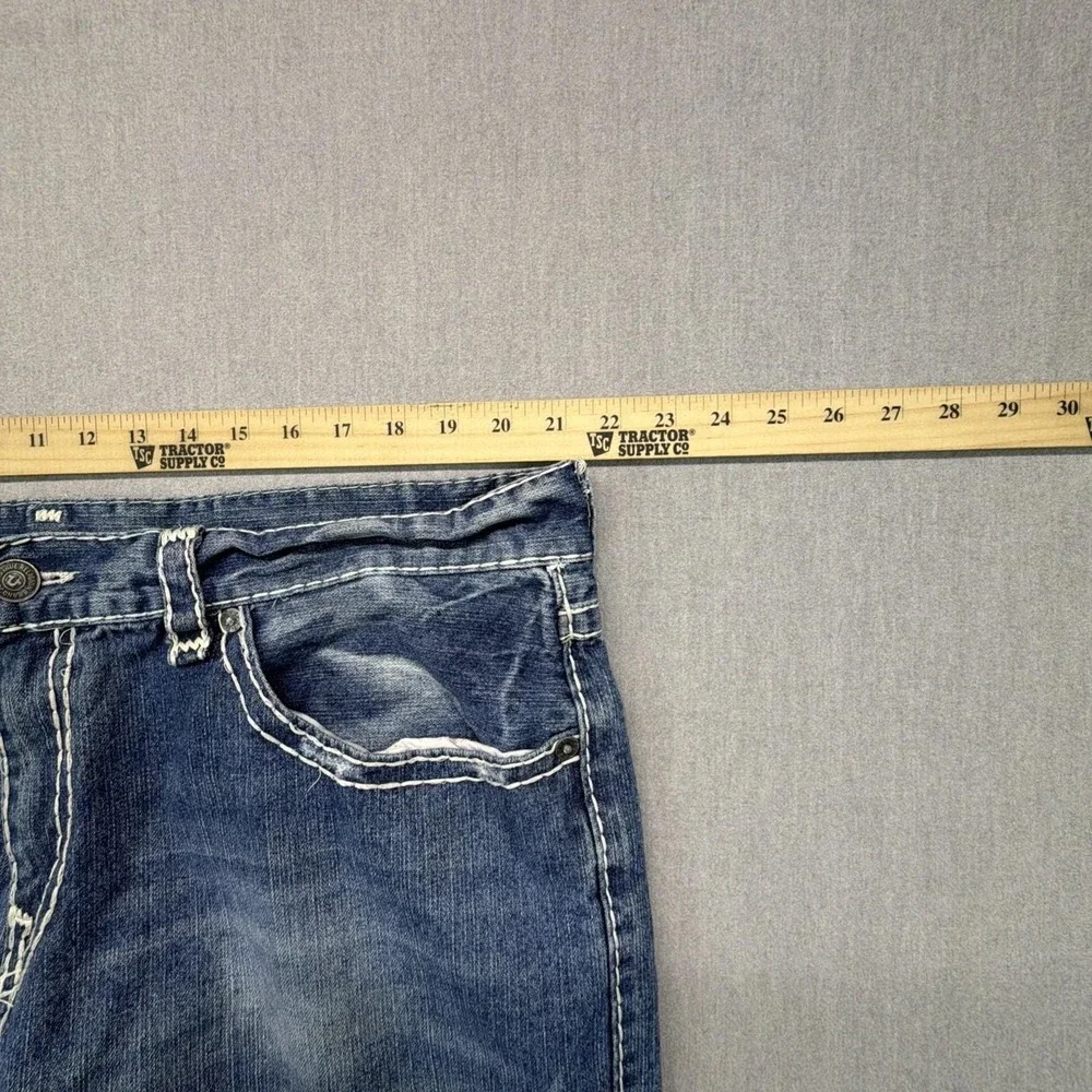 True Religion Jeans Men's 42x34 Ricky Relaxed Straight Faded Flap Pocket Denim